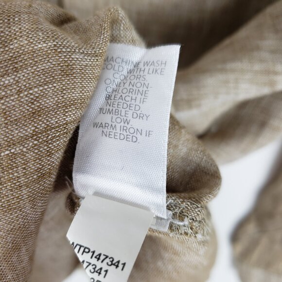 J Jill Love Linen Brown Tan Button Up Top Long Sleeve Slit Placket Size Small - Picture 9 of 9